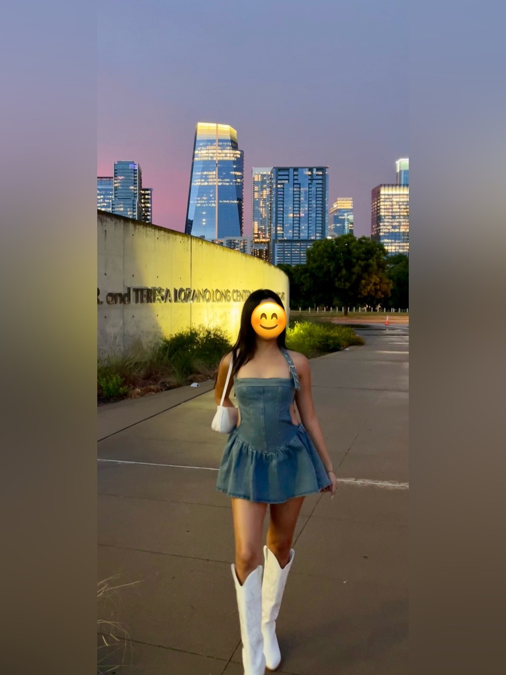 Windsor Light Blue Denim Halter Mini Dress